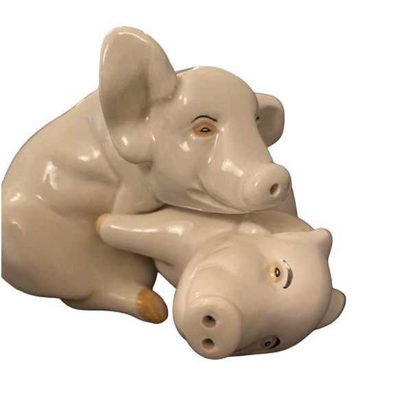 Vintage Fitz And Floyd 1976 Snuggling Nesting Pigs Salt & Pepper Shaker Set EUC - Picture 6 of 8
